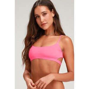 Lulus Ocean Adventure Pink Tie-back Bikini Top - Size L